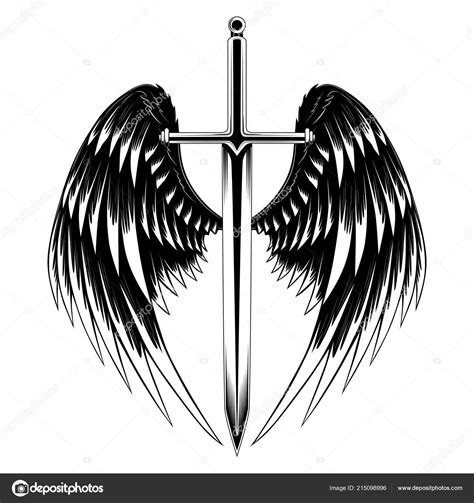 angel wings with sword|sword with wings vector.